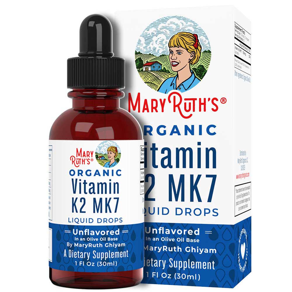 Mary Ruth Vitamin K2 MK7 Drops, Unflavored, Org, 1 oz Pack 24 Size 24 mo