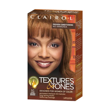 Clairol Textures & Tones Ammonia Free Permanent Hair Dye 5G Light Golden Brown Pack 12