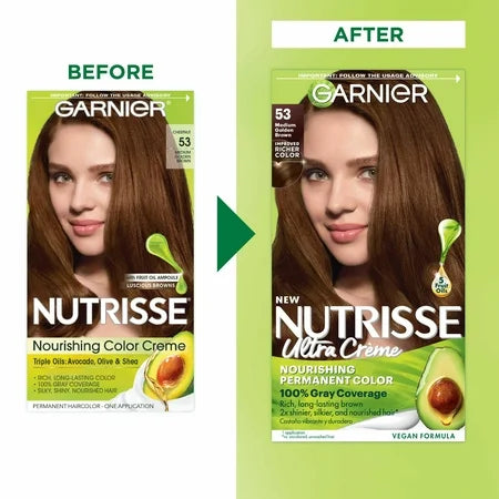 GARNIER HAIRCOLOR NUTRISSE HAIR COLOR : MD GLDN BRW (CHESTNUT) #53 Pack 12