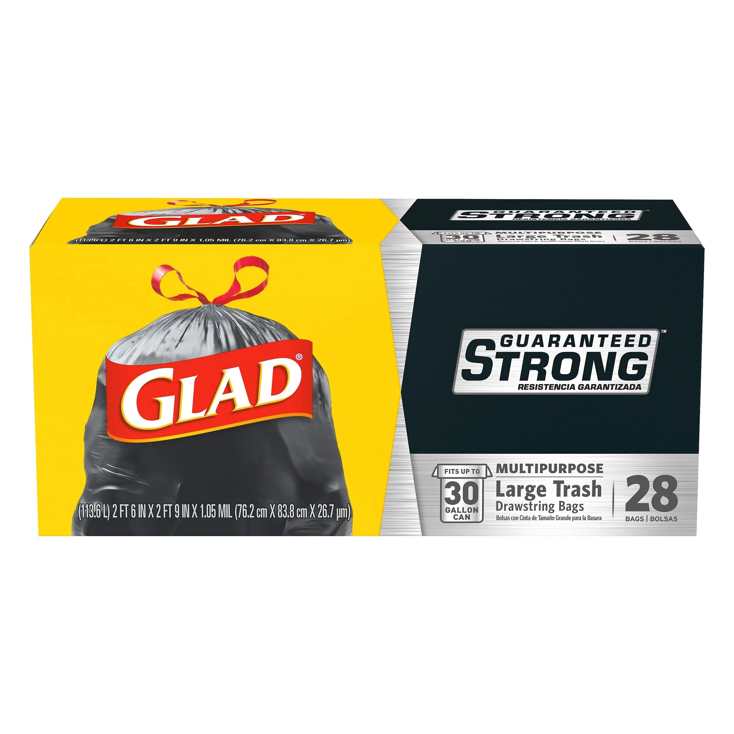 Clorox Trash Mid Count Glad Glad Trash Drawstring Black 30gal 6/28ct