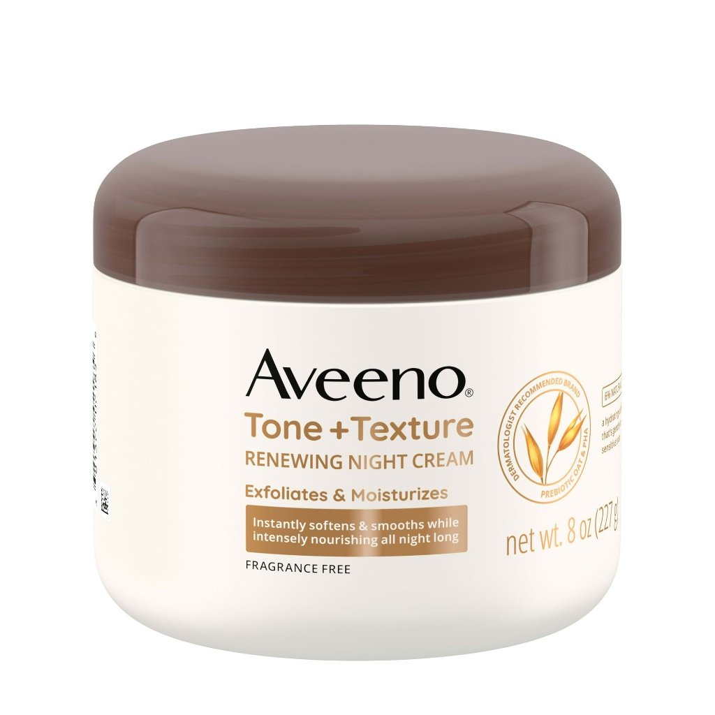 Aveeno Tone+Texture Renewing Body Night Cream Sensitive Skin Pack 12 Size 8oz