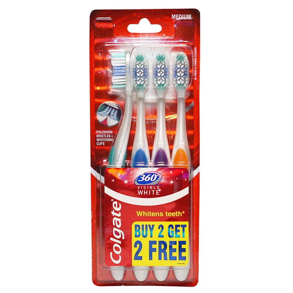 Colgate 360 Visible White Toothbrush - 4 Pcs