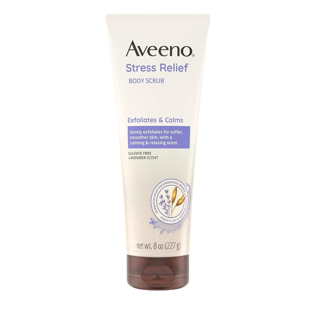 Aveeno Stress Relief Exfoliating Body Scrub Lavender Pack 12 Size 8oz