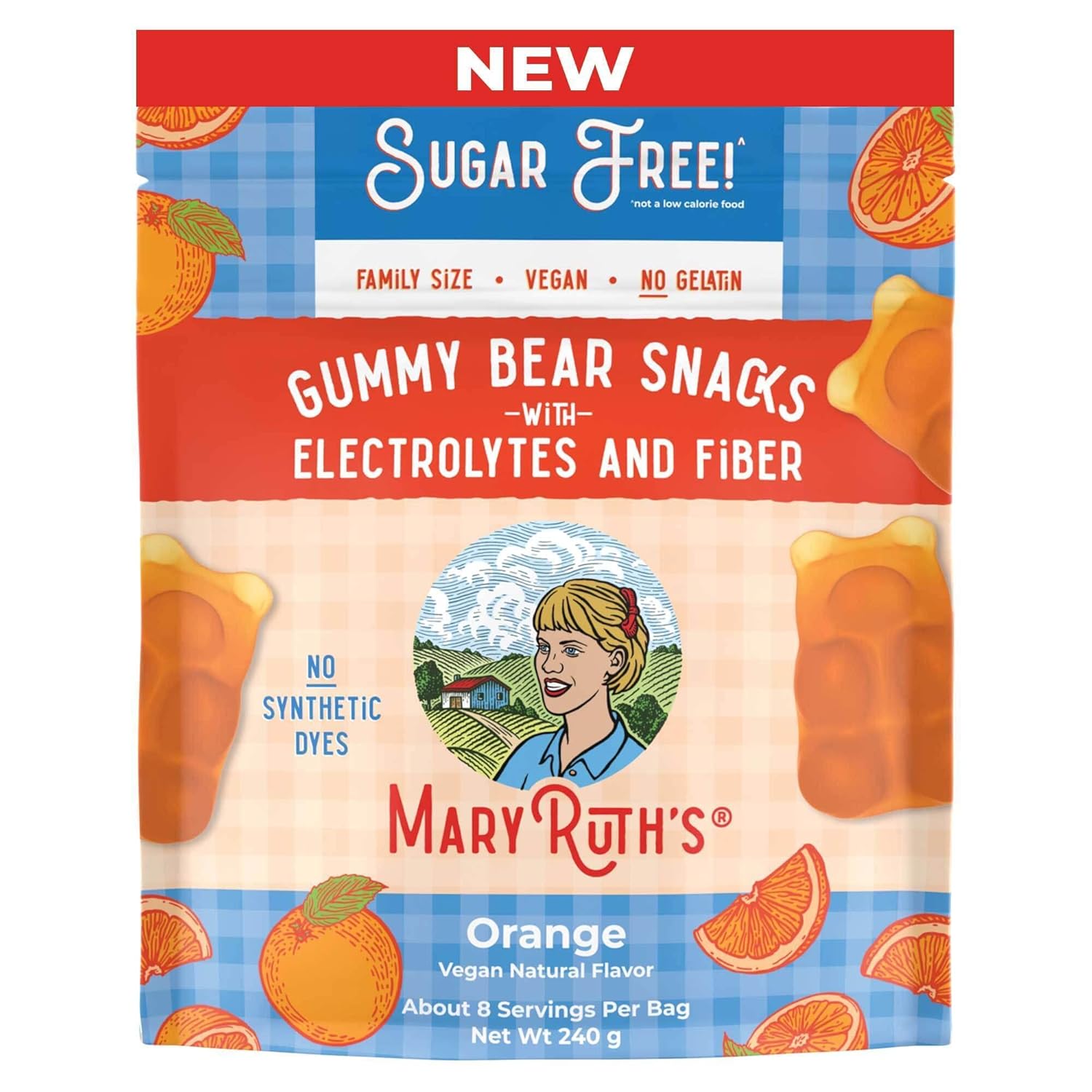 Mary Ruth Snack Gummies, SF Orange, 240 g Pack 24 Size 24 mo