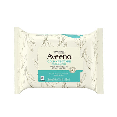 Aveeno Calm+Restore Nourishing Makeup Remover Face Wipes with Oat Extract Fragrance-Free Pack 6 Size 25 ct.