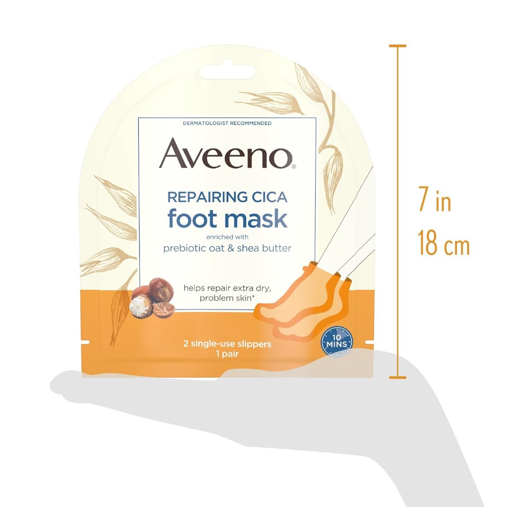 Aveeno Skin Relief Repairing Foot Mask for Dry Skin 1 Pair of Gloves Pack 36 Size 1 ct