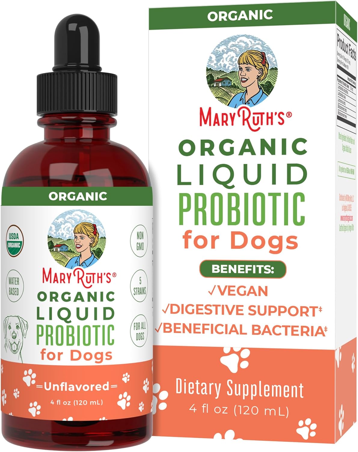 Mary Ruth Dog Probiotic Drops, Unflavored, Org, 4 oz Pack 70 Size 24 mo