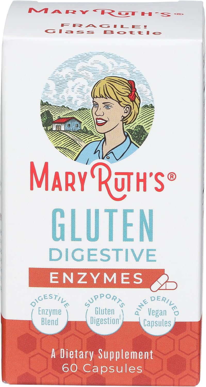 Mary Ruth Gluten Enzymes Capsules, Unflavored, 60 ct Pack 12 Size 24 mo