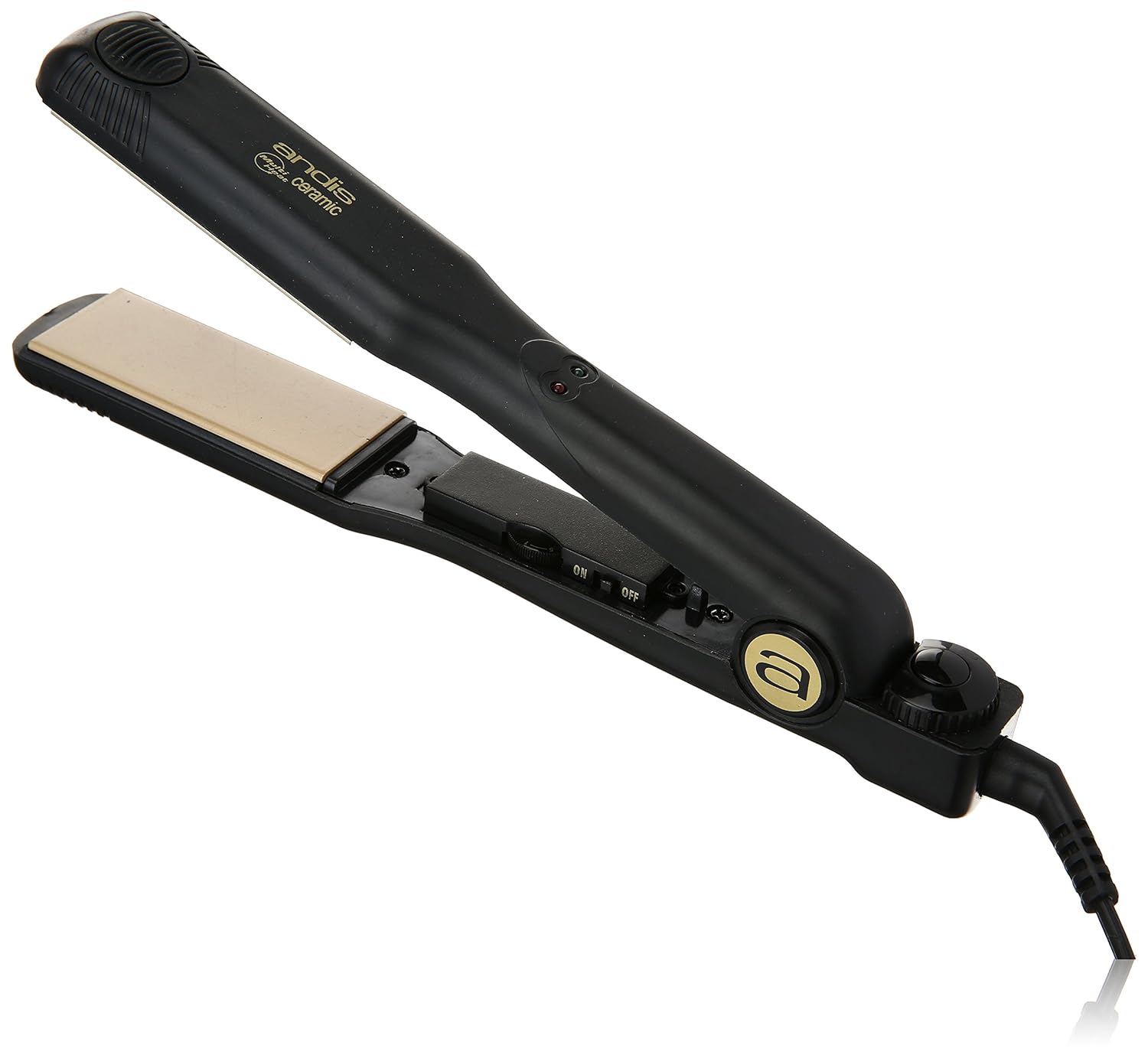 Andis  1 1/2" High Heat Ceramic Flat Iron, Dual Voltage, Ethnic, Black/Gold-Clam 4