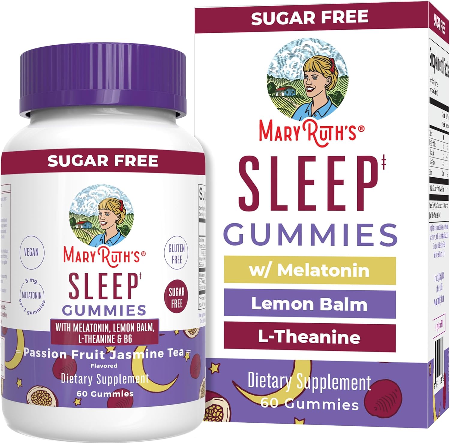 Mary Ruth Adult Sleep Gummies, Passion Fruit, 60 ct Pack 48 Size 24 mo