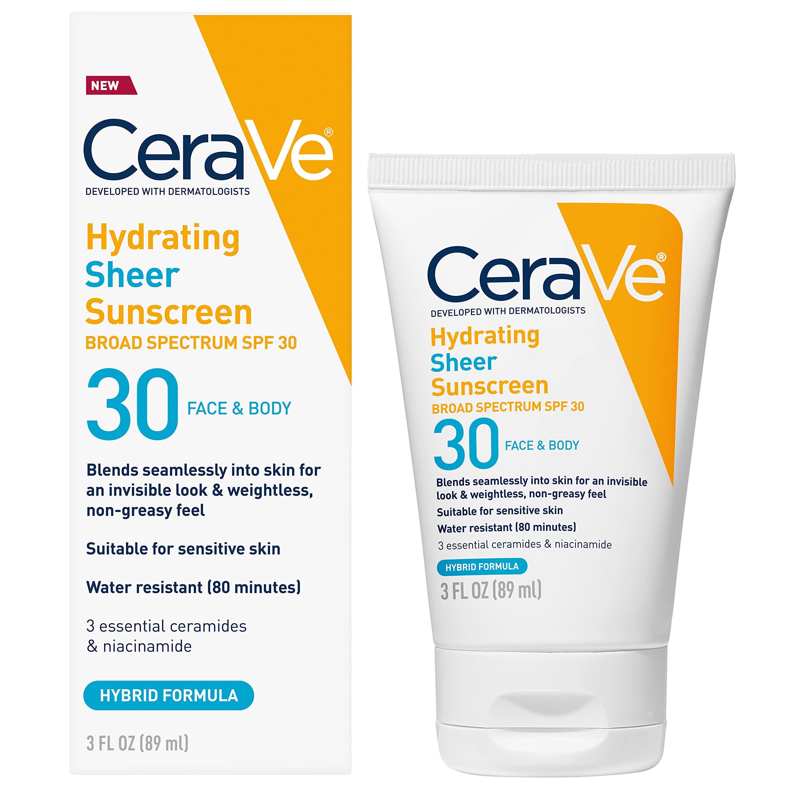 CeraVe Hydrating Sheer Sunscreen SPF 30 for Face & Body