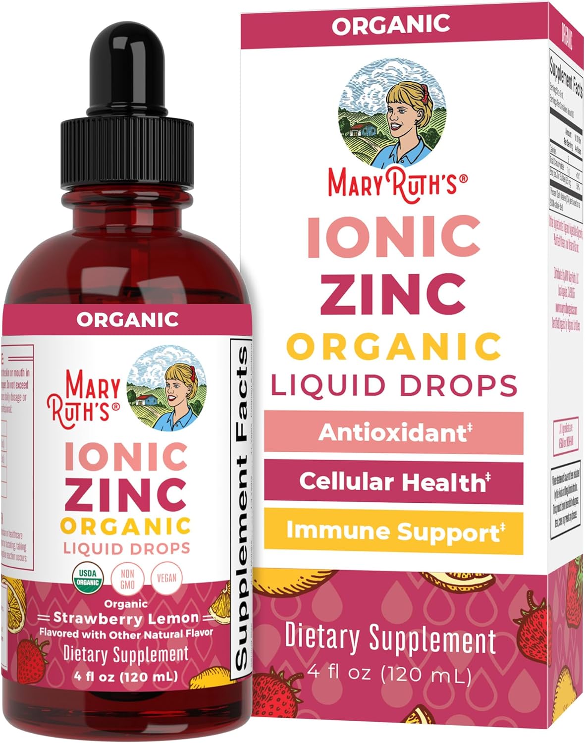 Mary Ruth Zinc Drops, Strawberry Lemon, Org, 4 oz Pack 12 Size 24 mo