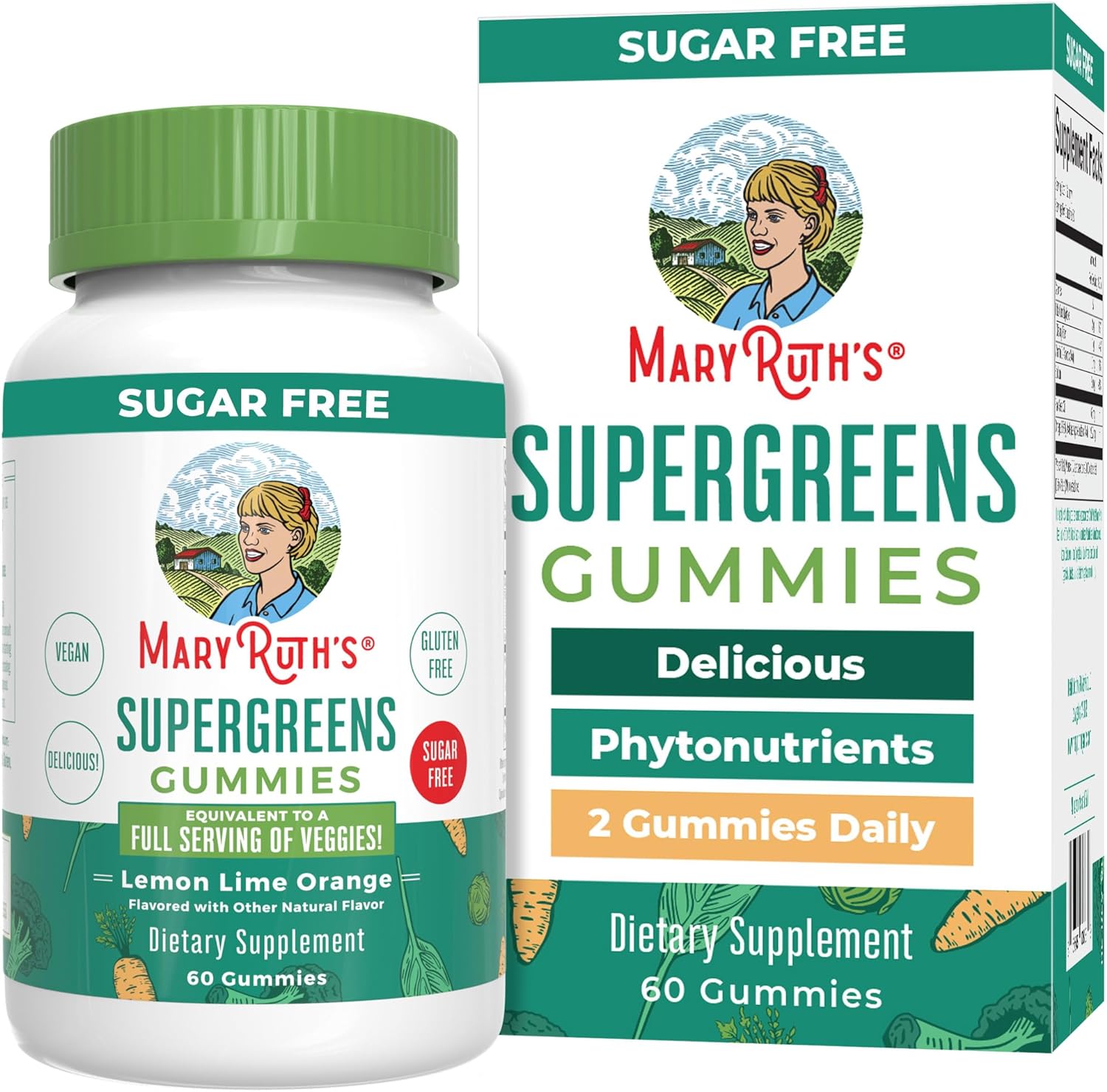 Mary Ruth Super Greens Gummies, Lemon Lime & Orange, 60 ct Pack 48 Size 24 mo