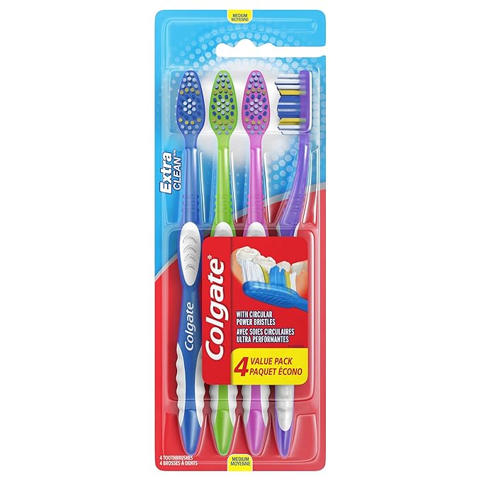 Colgate Extra Clean Full Head Toothbrush, Medium - 4 Count