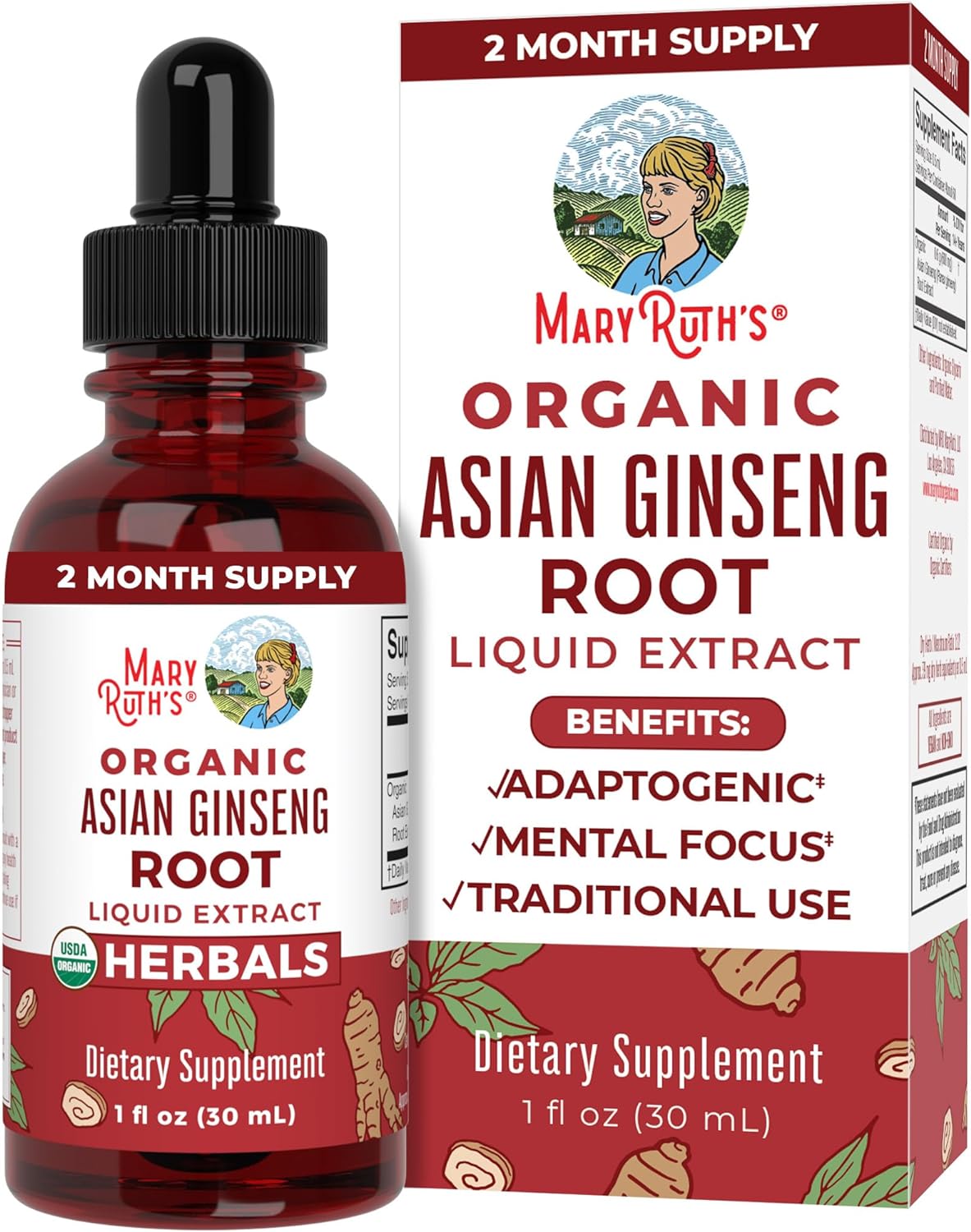 Mary Ruth Asian Ginseng Drops, Org, 1 oz Pack 24 Size 24 mo