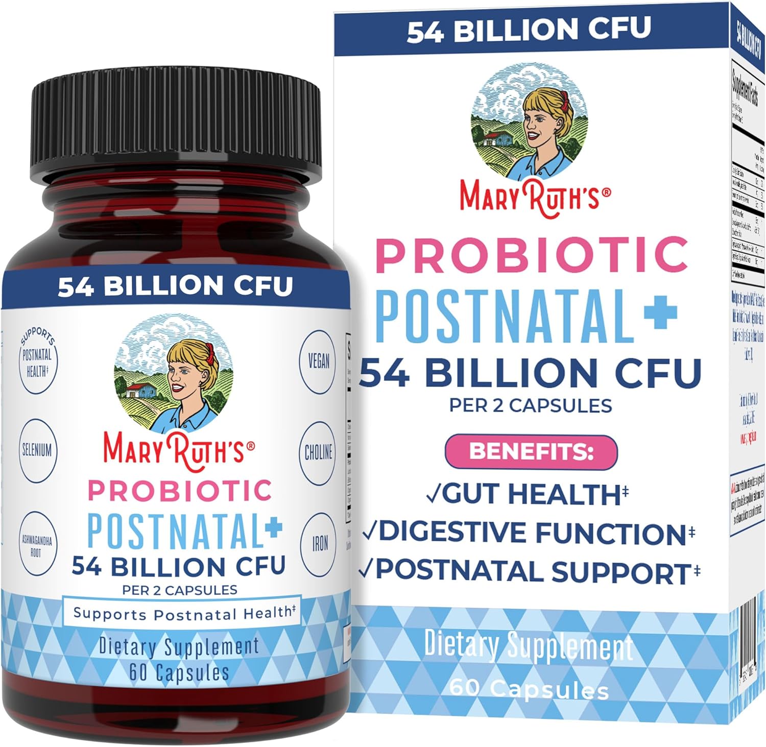 Mary Ruth Postnatal Probiotic Capsules, Unflavored, 60 ct Pack 12 Size 24 mo