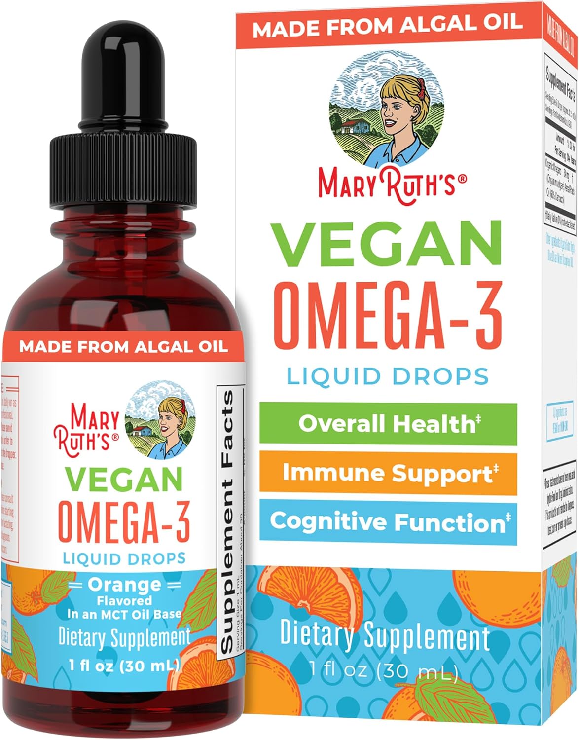 Mary Ruth Omega-3 Drops, Orange, 1 oz Pack 144 Size 24 mo