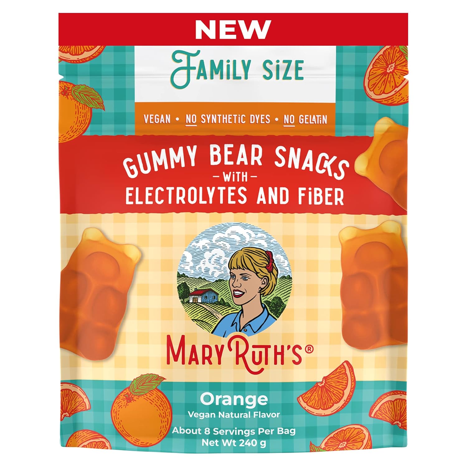 Mary Ruth Snack Gummies, Orange, 240 g Pack 24 Size 24 mo