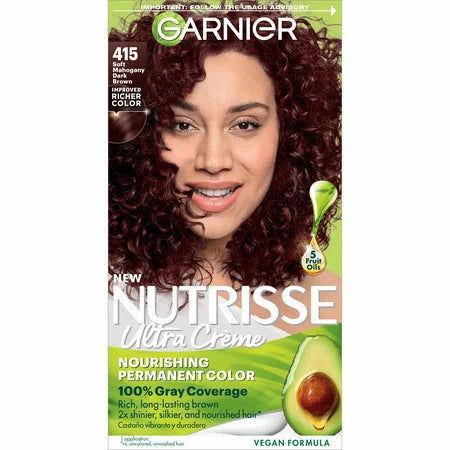 GARNIER HAIRCOLOR NUTRISSE HAIR COLOR : SOFT MAHOGANY DARK BROWN #415 Pack 12