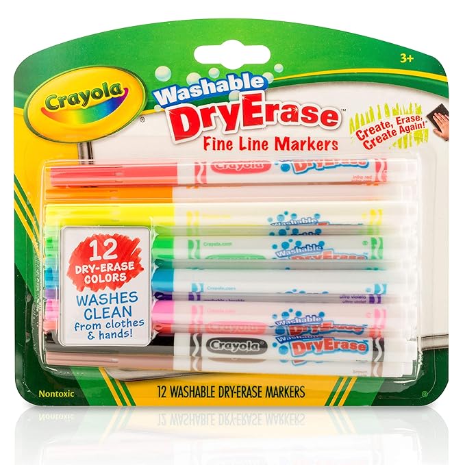 CRAYOLA® 12 ct. Dry-Erase Fine Line Washable Markers Case 24 Unit 6