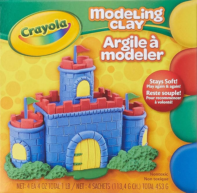 CRAYOLA® Modeling Clay, Four 1/4lb. pcs.  Red, Yellow, Blue, Green Case 12 Unit