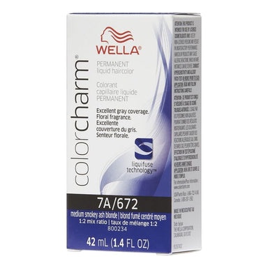 Wella Hair Color Liquid Permanent 7A/672 Medium Smokey Ash Blonde 1.4oz Pack 36