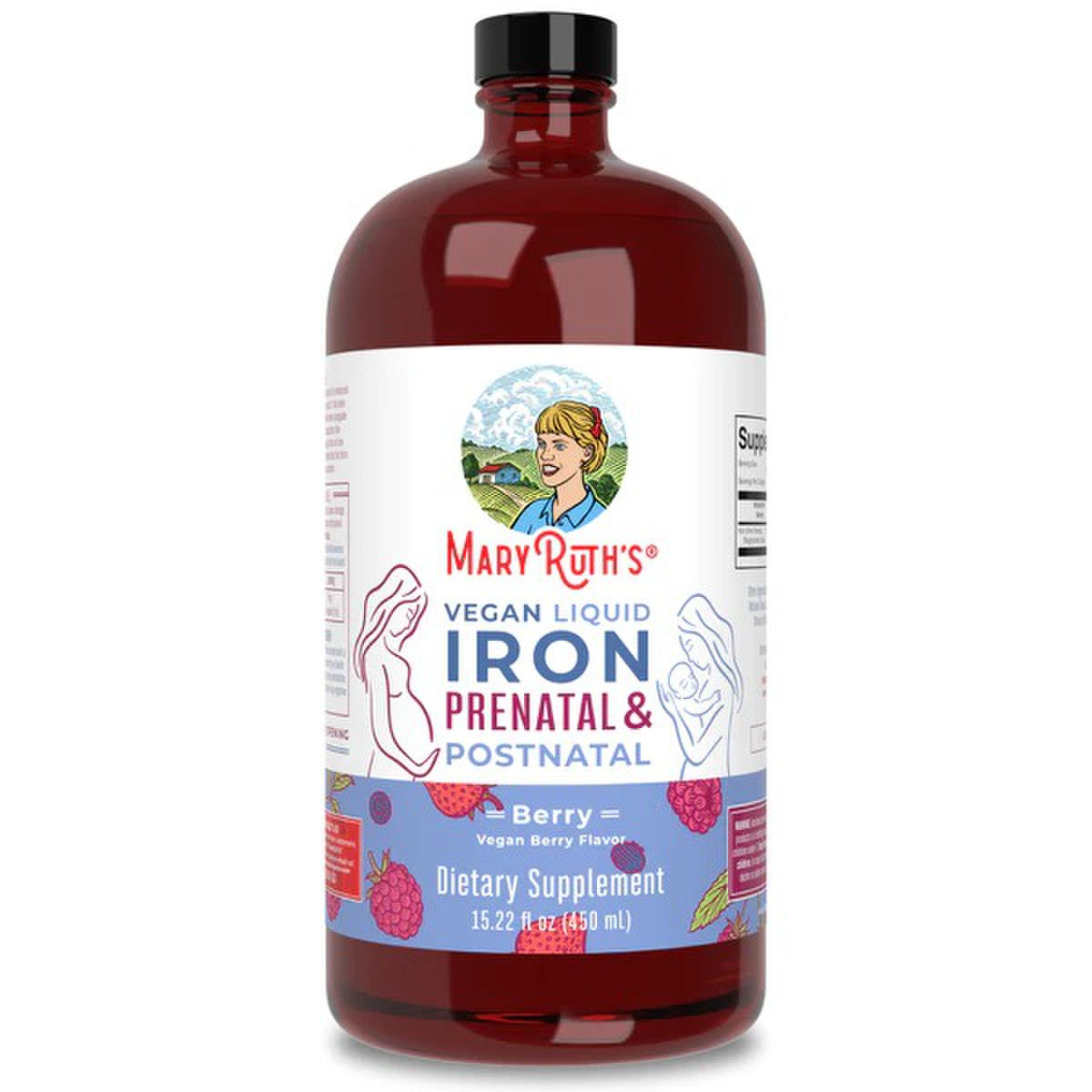 Mary Ruth Prenatal Postnatal Iron Liquid, Berry, 16 oz Pack 12 Size 24 mo