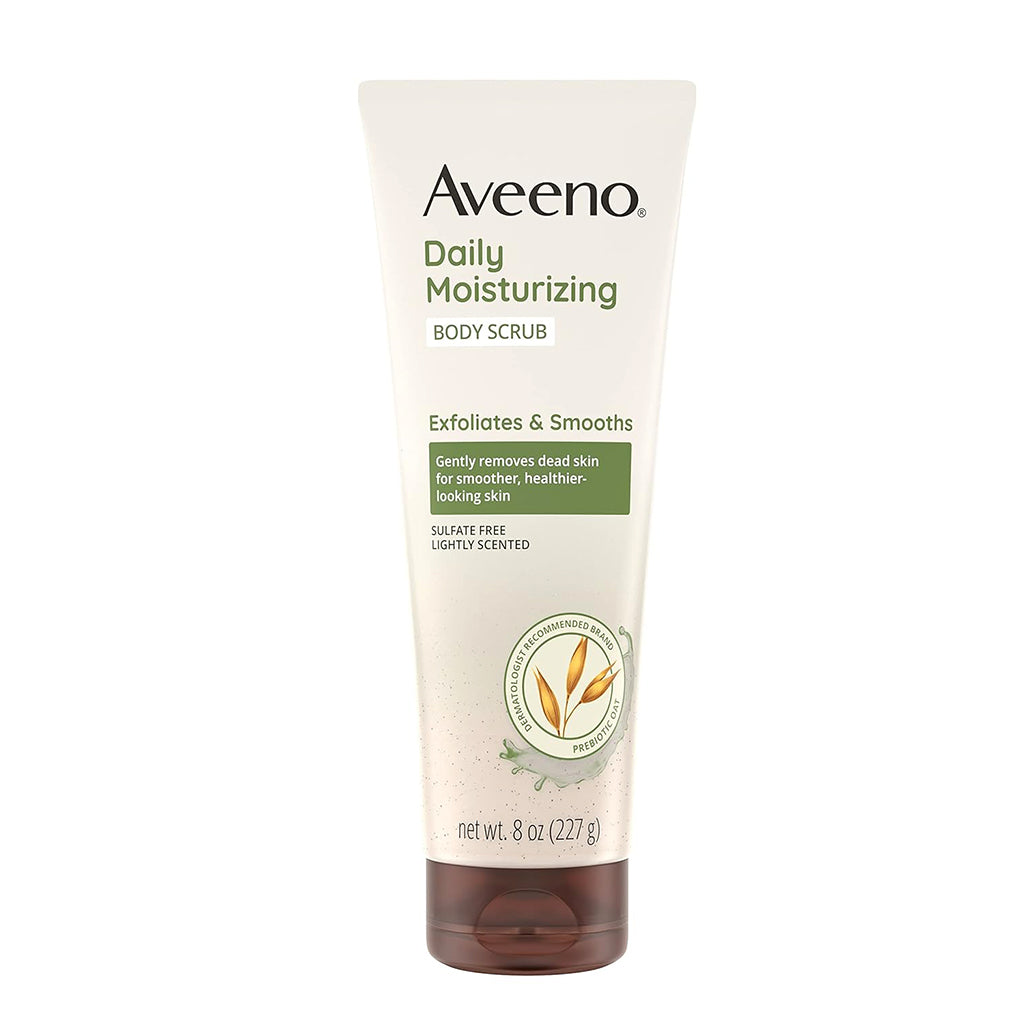 Aveeno Stress Relief Gentle Oat Exfoliating Bath and Body Scrub Soap-Free Pack 12 Size 8oz