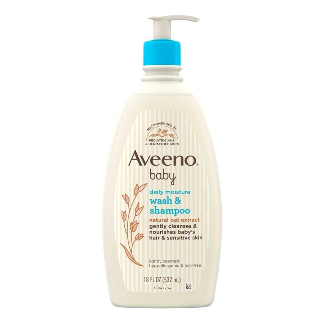 Aveeno Baby Daily Moisture Body Wash & Shampoo Liquid Soap Oat Extract Pack 12 Size 18oz