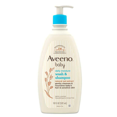 Aveeno Baby Daily Moisture Body Wash & Shampoo Liquid Soap Oat Extract Pack 12 Size 18oz