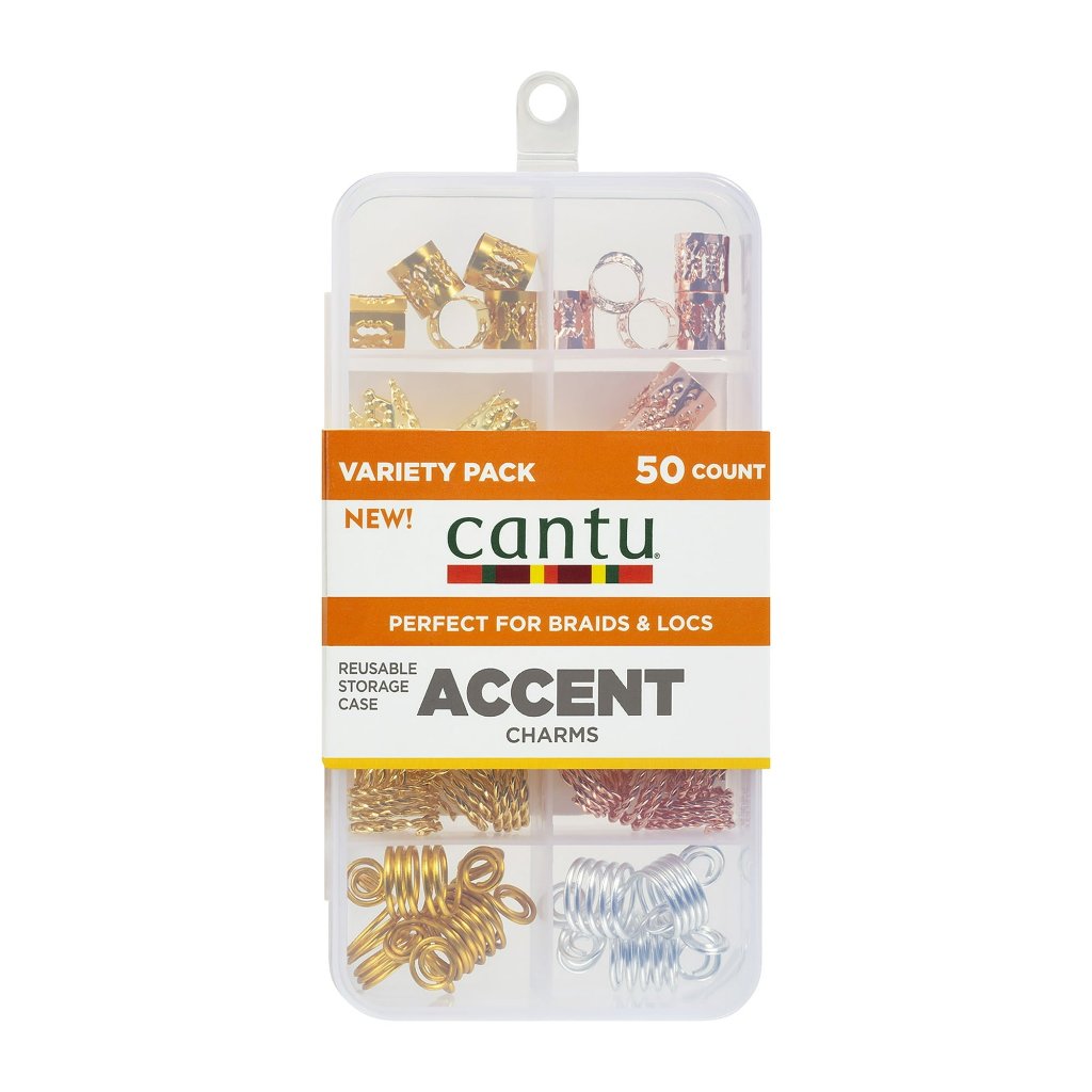 Cantu Metallic Accent Hair Charms Variety Pack with Case 50 Pieces