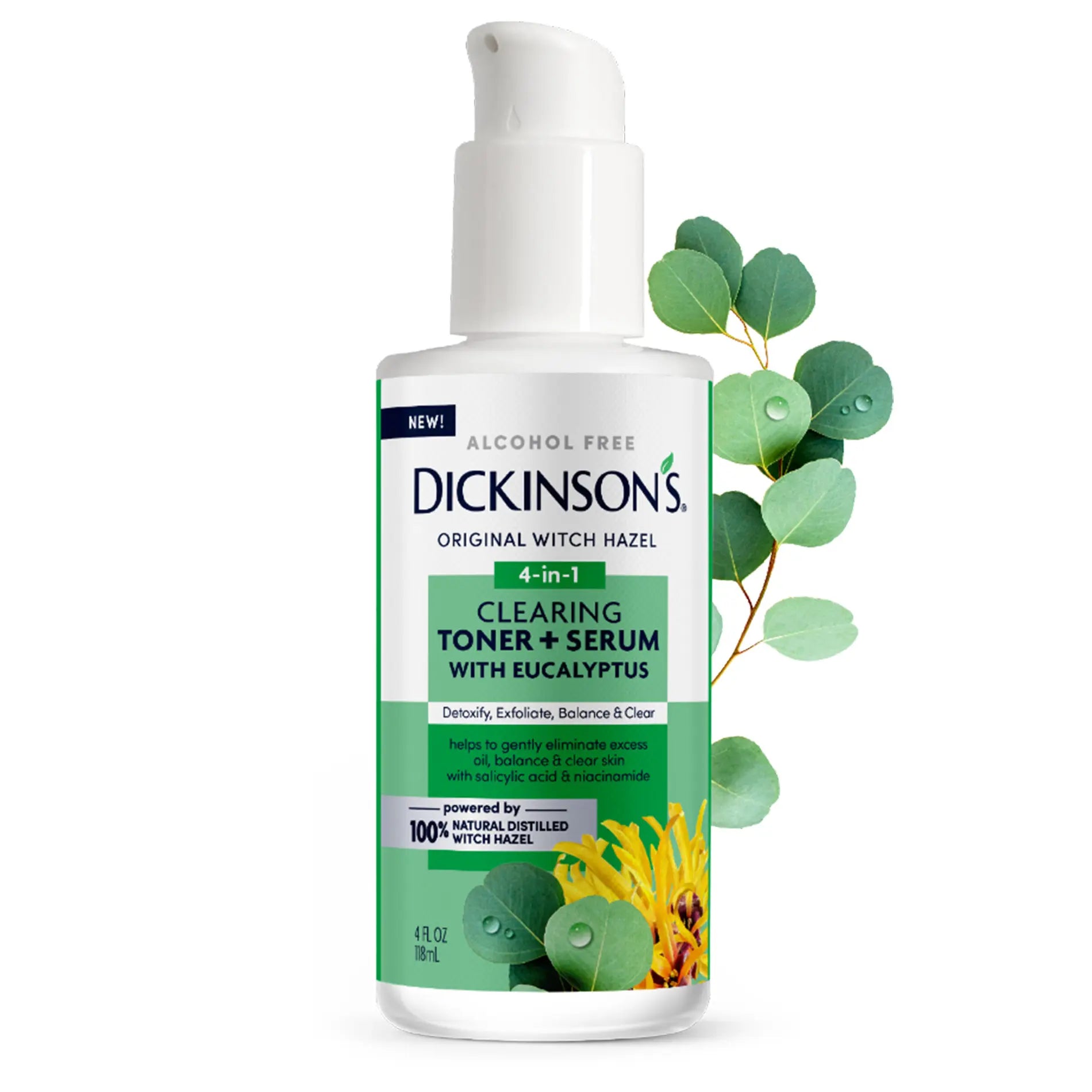 Dickinson Witch Hazel Clearing 4n1 Toner w/ Eucalyptus Case 12 Size 4oz