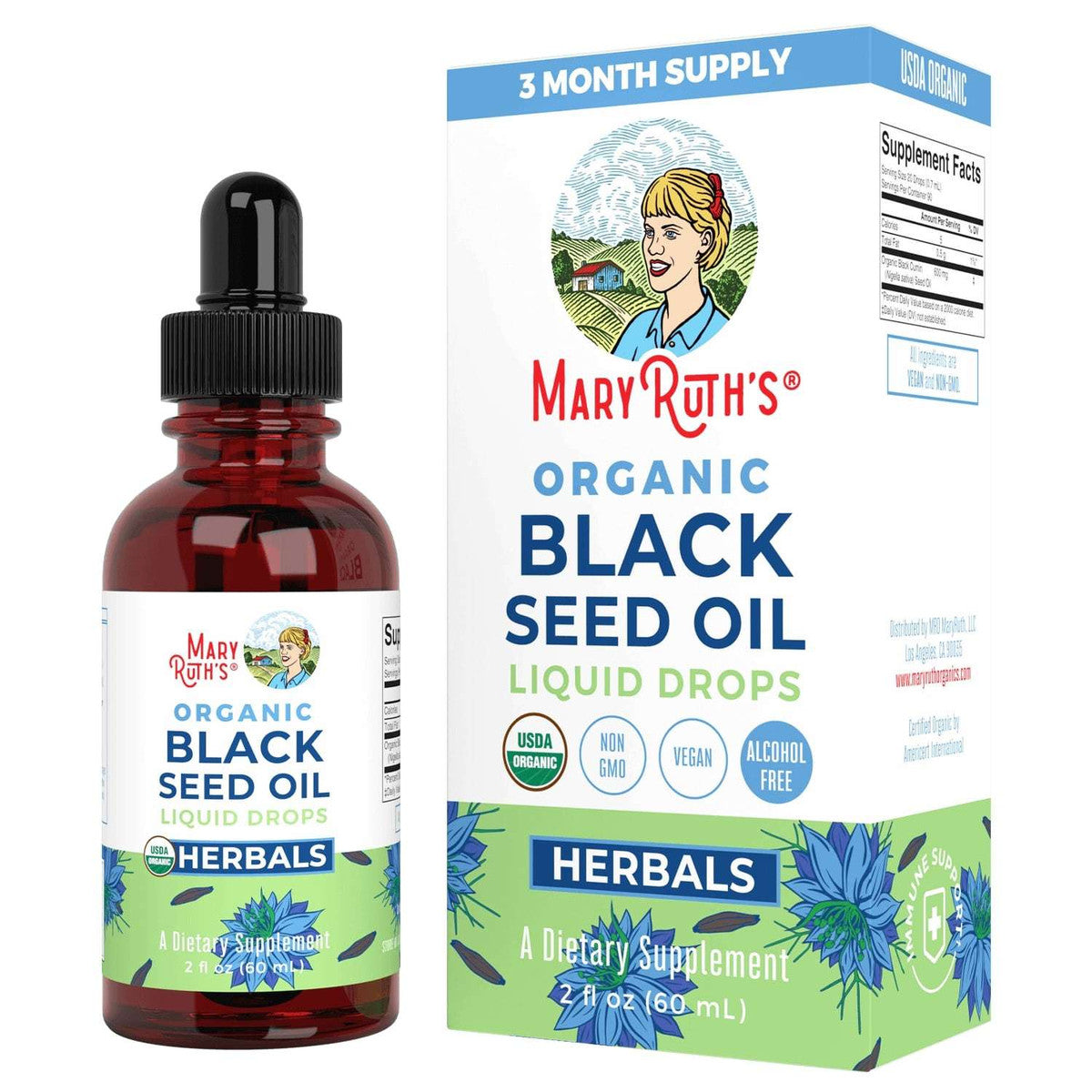 Mary Ruth Black Seed Oil Drops, Org, 2 oz Pack 100 Size 24 mo