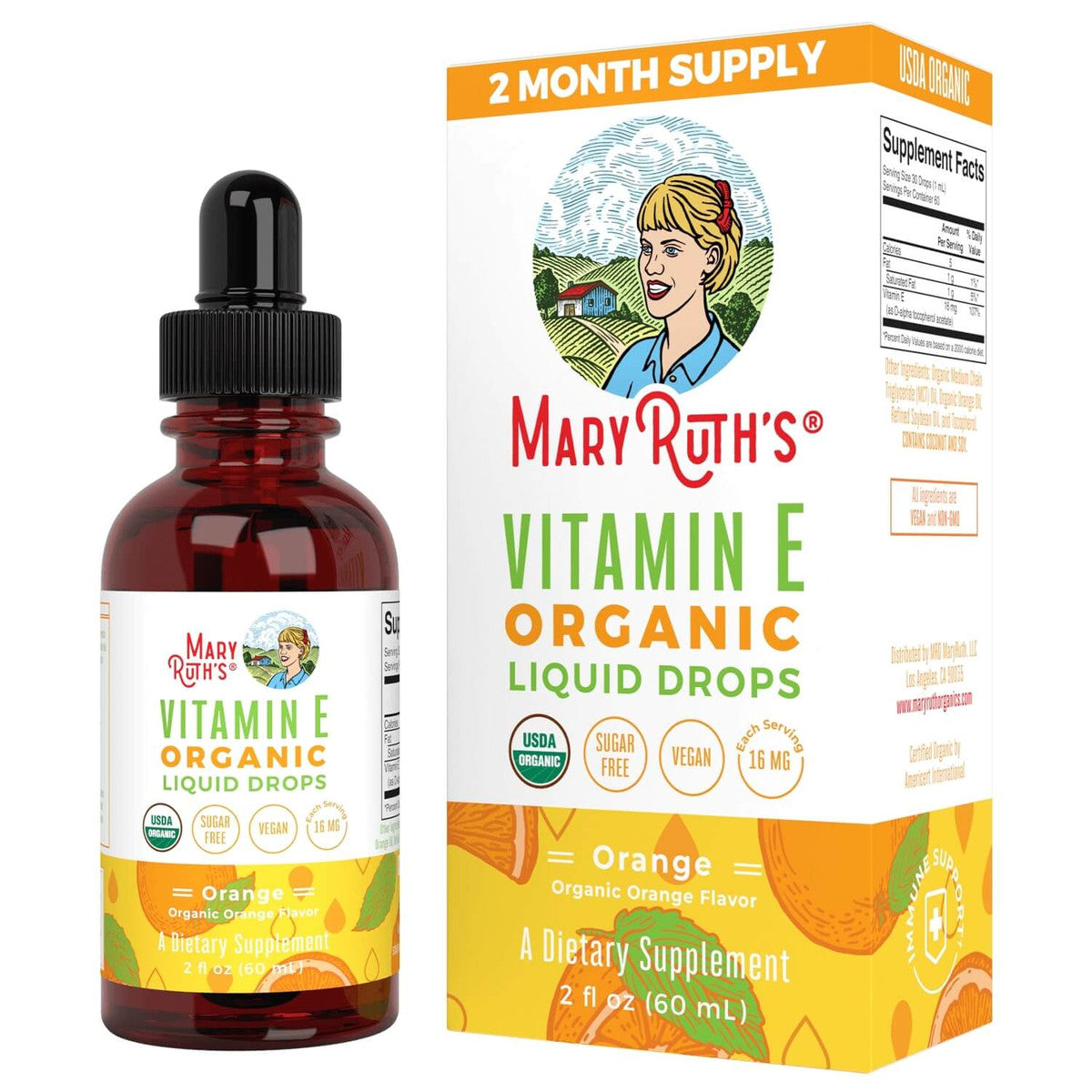 Mary Ruth Vitamin E Drops, Orange, Org, 2 oz Pack 100 Size 24 mo