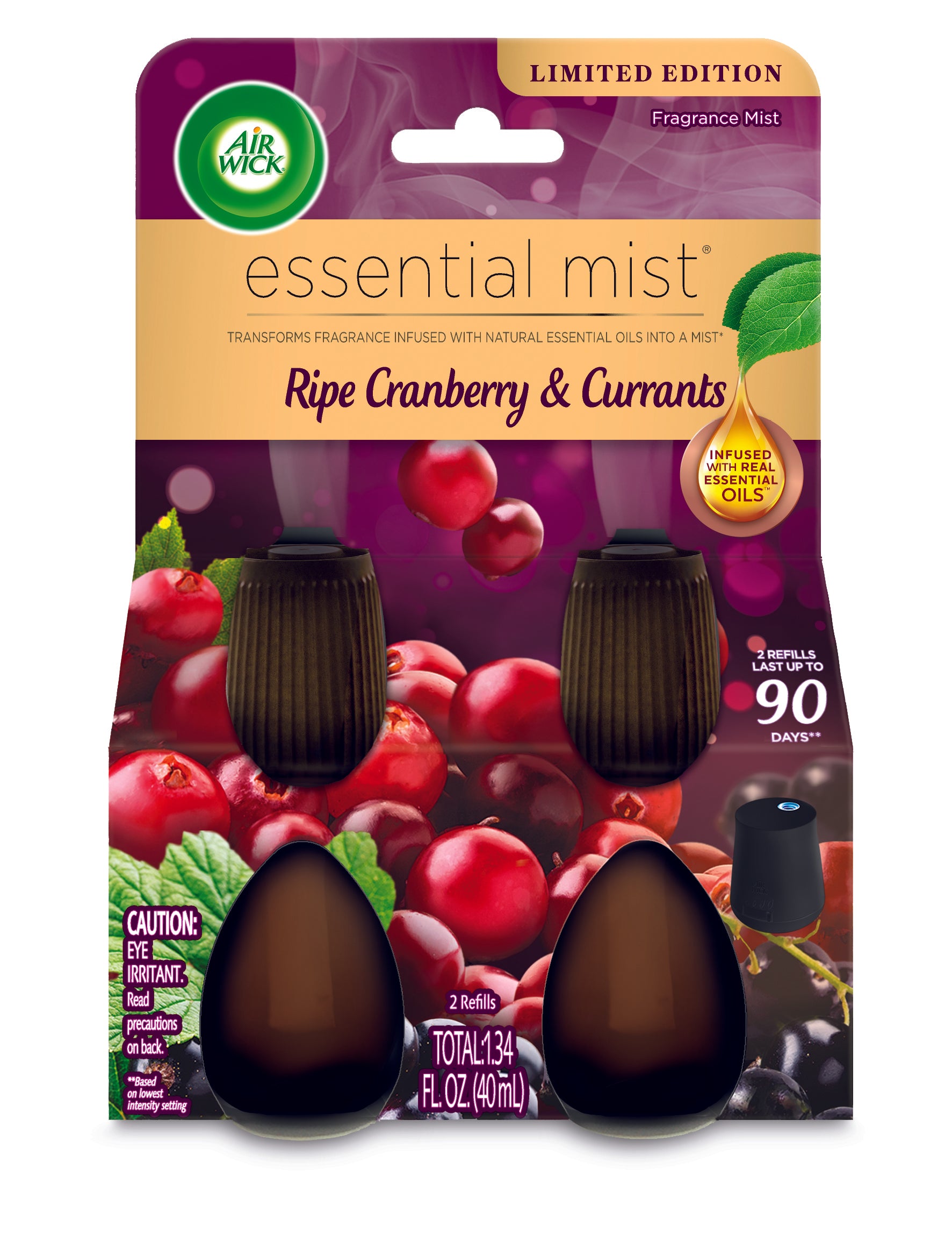 AIR WICK® Essential Mist – Twin Refill Ripe Cranberry & Currants 6/(2x.67) oz.