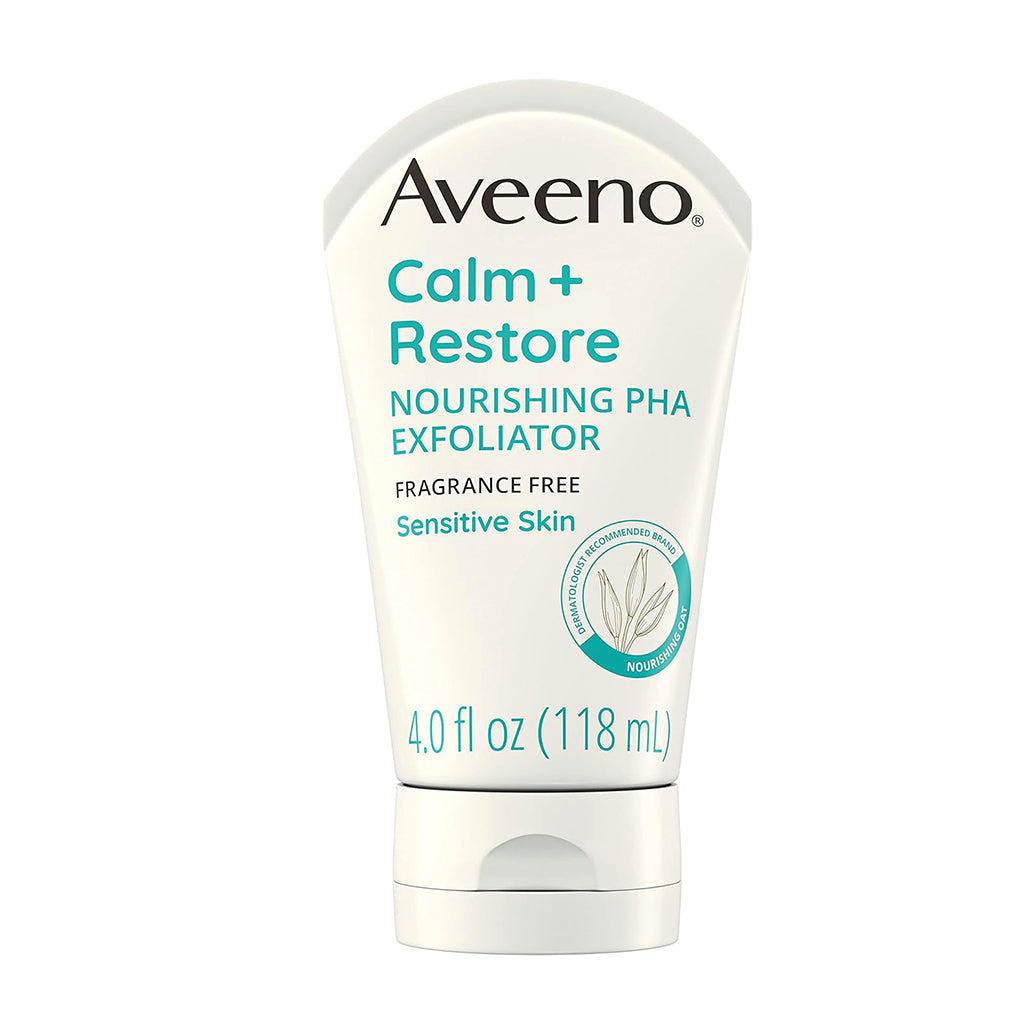 Aveeno Calm+Restore Nourishing PHA Facial Exfoliator Cleanser for Sensitive Skin Fragrance Free Pack 12 Size 4oz