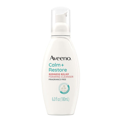 Aveeno Calm+Restore Redness Relief Foaming Cleanser with Fewerfew Fragrance Free Pack 12 Size 6oz