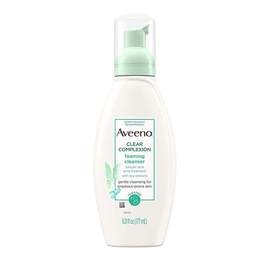 Aveeno Clear Complexion Foaming Facial Cleanser Oil-Free Acne Face Wash Pack 12 Size 6oz