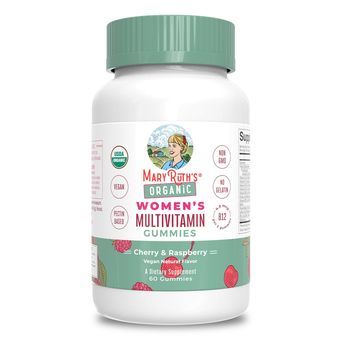 Mary Ruth Women's Multivitamin Gummies, Cherry & Raspberry, Org, 60 ct Pack 6 Size 24 mo