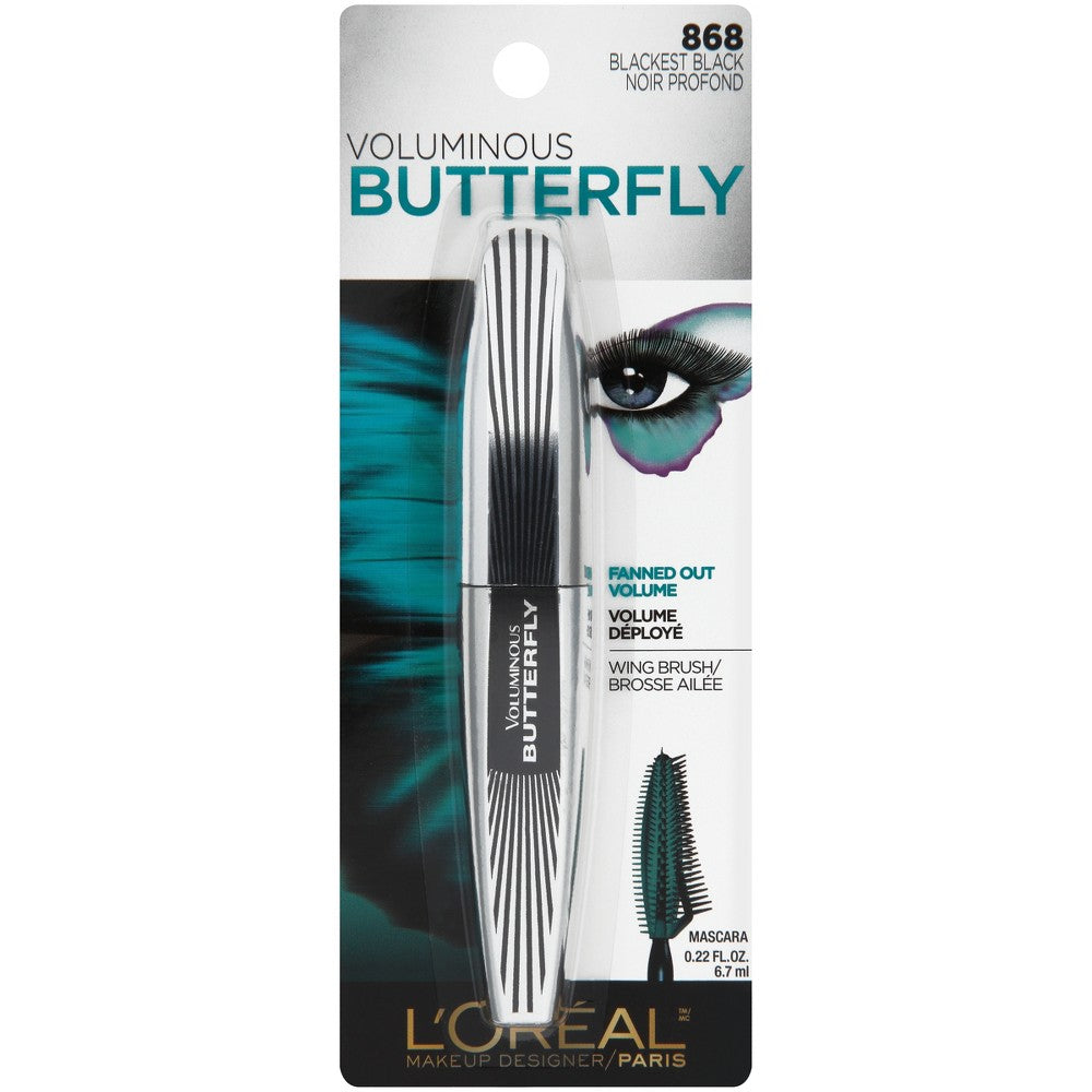 L'OREAL COSMETICS Voluminous Butterfly WSH : BLACKEST BLACK Pack 72