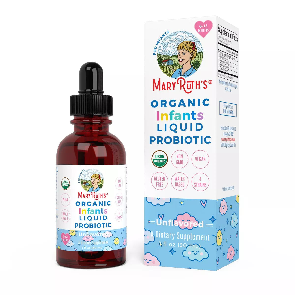 Mary Ruth Infant Probiotic Drops, Unflavored, Org, 1 oz Pack 150 Size 24 mo