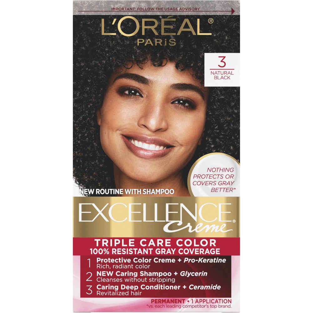 L'OREAL HAIRCOLOR EXCELLENCE : NATURAL BLACK Pack 12