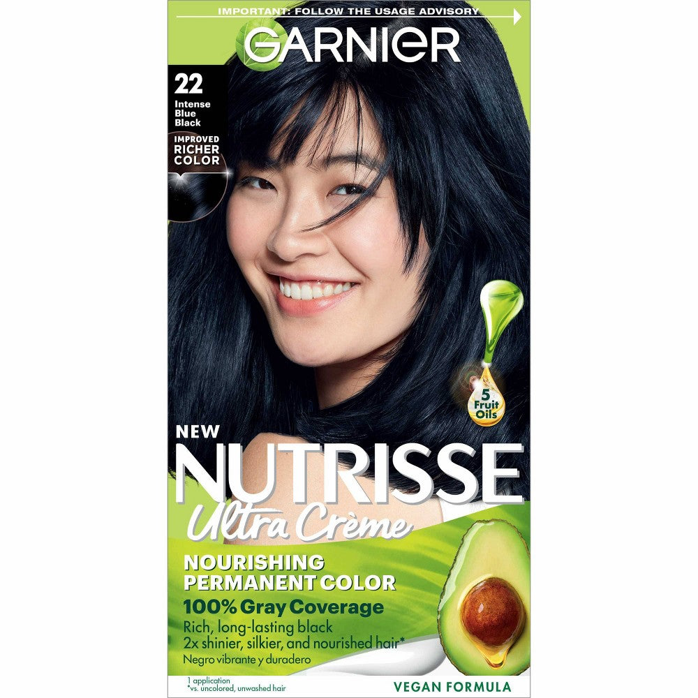 GARNIER HAIRCOLOR NUTRISSE HAIR COLOR : INTENSE BLUE BLACK 22 Pack 12