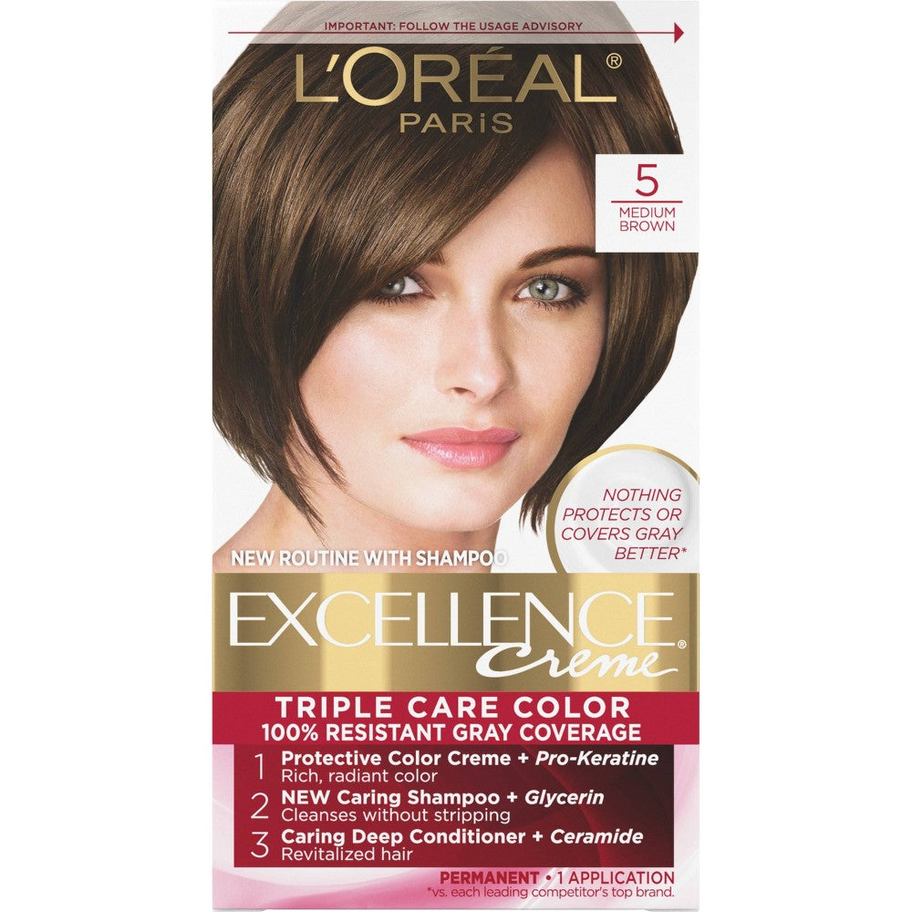 L'OREAL HAIRCOLOR EXCELLENCE : MEDIUM BROWN Pack 12