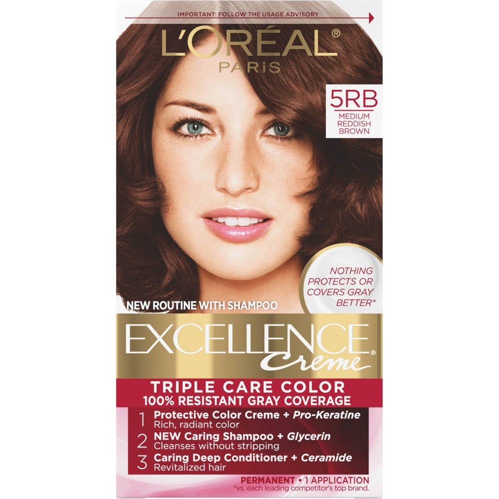 L'OREAL HAIRCOLOR EXCELLENCE : MEDIUM REDDISH BROWN Pack 12