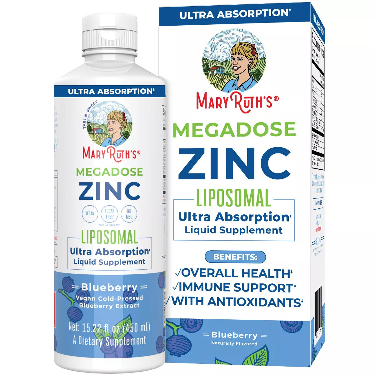 Mary Ruth Zinc Liposomal, Blueberry, 15.22 oz Pack 12 Size 18 mo