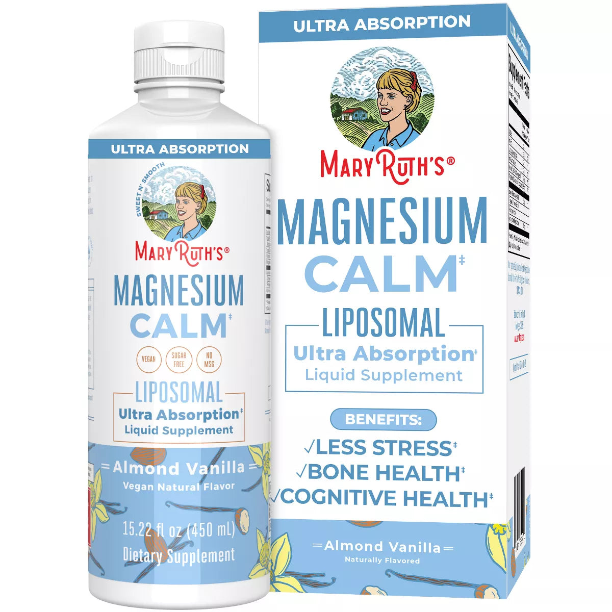 Mary Ruth Magnesium Liposomal, Almond Vanilla, 15.22 oz Pack 12 Size 12 mo