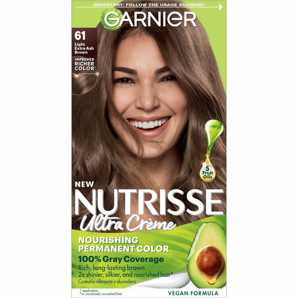 GARNIER HAIRCOLOR NUTRISSE HAIR COLOR : LT X ASH BRWN(ICED COFFEE) #61 Pack 12