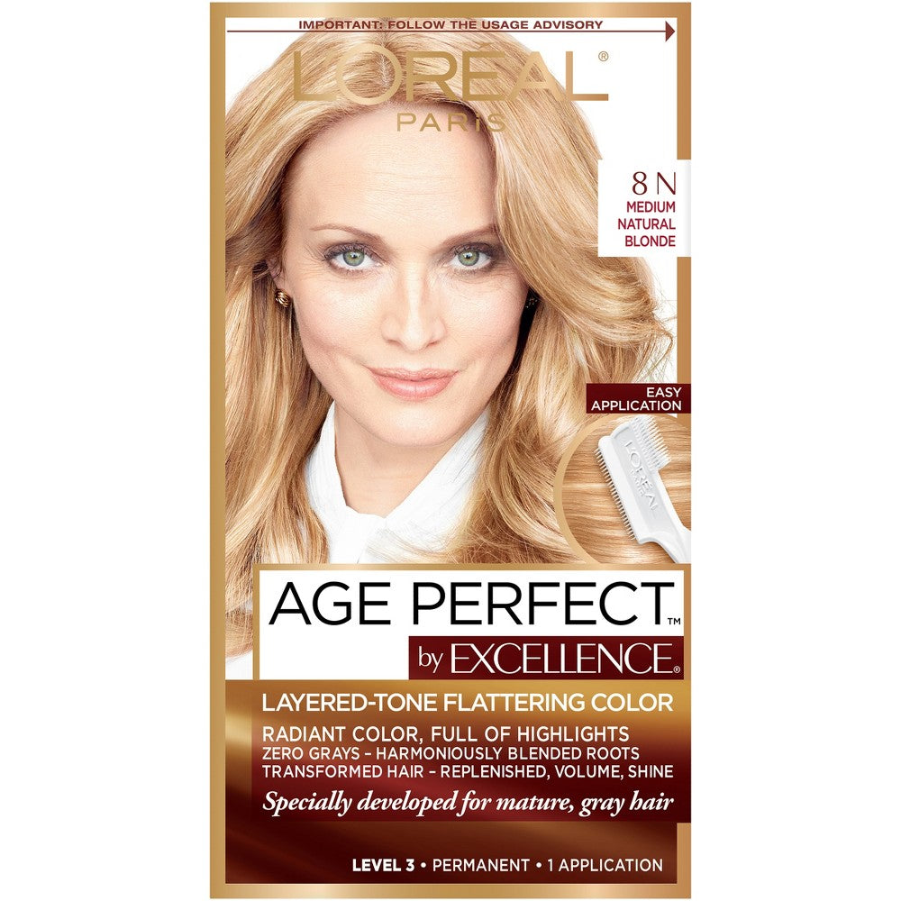 L'OREAL HAIRCOLOR EXCL AGE PRFCT : MEDIUM NAT BLND 8N Pack 12