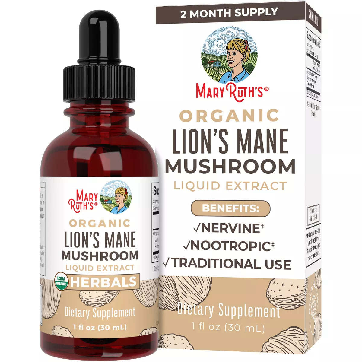 Mary Ruth Lion's Mane Drops, Org, 1 oz Pack 24 Size 24 mo